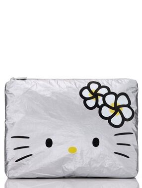 ALOHA Collection x Hello Kitty Mid Pouch in Kitty Face Black on Silver (NWT)